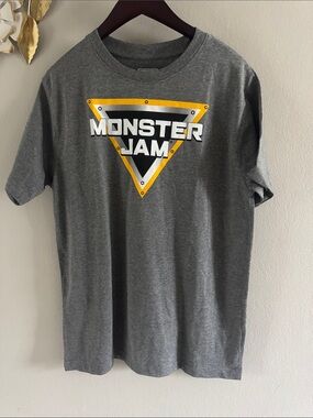 Monster Jam Grey Logo Crew Neck T-Shirt